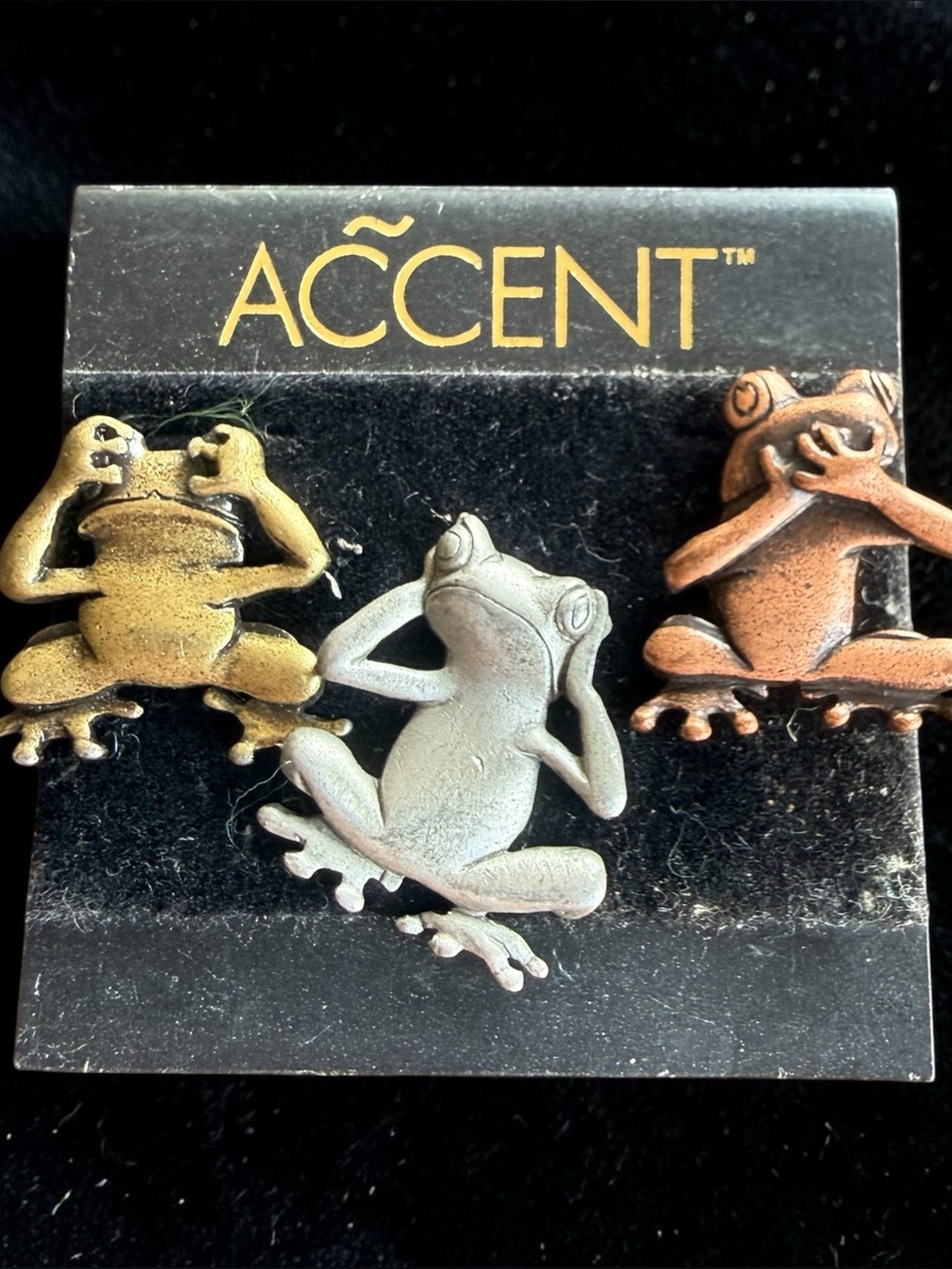 VTG JJ Jonette Artifacts Mixed Metal Frog Lapel Pins Lot of 3 New